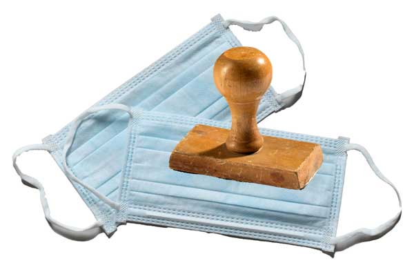 Maske mit Stempel MNS mit Stempel - Psychologie in der Krise